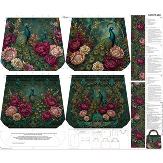 0-40025.260 Tas Panel Peacock Flowers