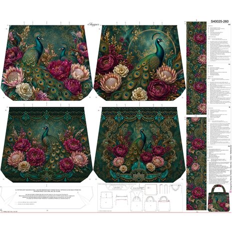 0-40025.260 Tas Panel Peacock Flowers